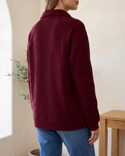 Sylvie Pullover mit Half-Zip und Stehkragen – Bordeaux