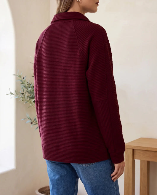 Sylvie Pullover mit Half-Zip und Stehkragen – Bordeaux