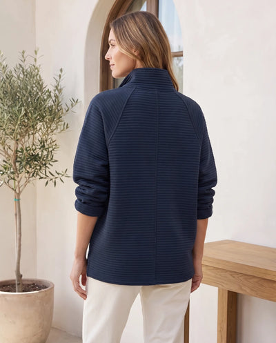 Sylvie Pullover mit Half-Zip und Stehkragen – Dunkelblau