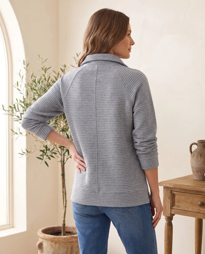 Sylvie Pullover mit Half-Zip und Stehkragen – Grau