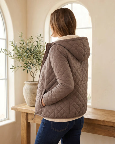 Freya Steppjacke mit Kapuze – Taupe