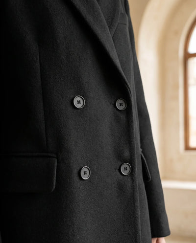 Greer Mantel mit Zweireiher im Blazerschnitt – Schwarz
