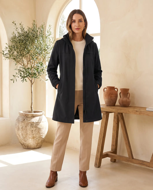 Harlow Trenchcoat mit Kapuze – Schwarz