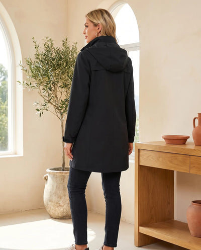 Harlow Trenchcoat mit Kapuze – Schwarz