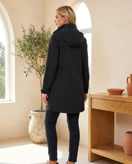 Harlow Trenchcoat mit Kapuze – Schwarz