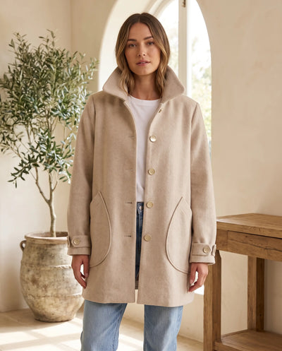 Margot Mantel lang oversized – Haferbeige
