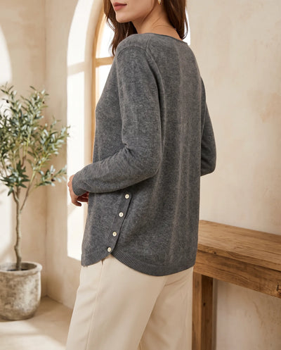 Rosalind Strickjacke mit asymmetrischer Knopfleiste – Anthrazit