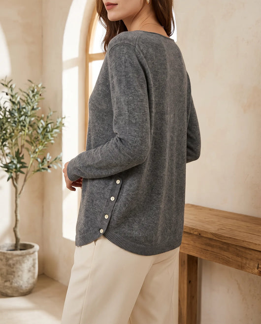 Rosalind Strickjacke mit asymmetrischer Knopfleiste – Anthrazit