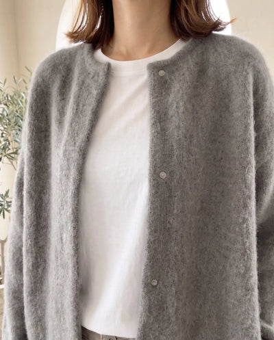 Wren Strickjacke oversized mit Druckknöpfen – Grau