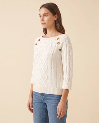 Ivy Zopfstrickpullover mit Knöpfen an der Schulter