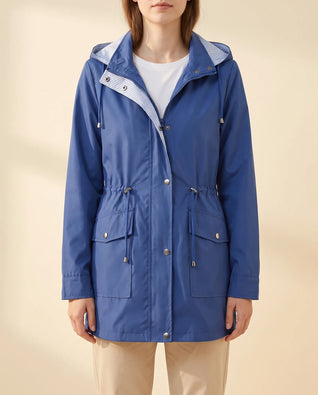 Mira Trenchcoat lang mit abnehmbarer Kapuze