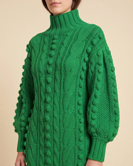 Viola Strickkleid midi mit Rollkragen und Zopfmuster