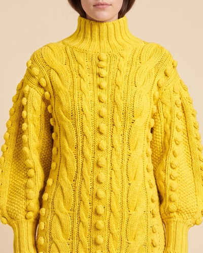 Viola Strickkleid midi mit Rollkragen und Zopfmuster
