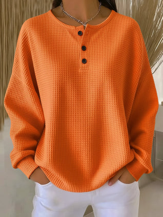 Damen Sweatshirt mit Waffelstrick und Kragen