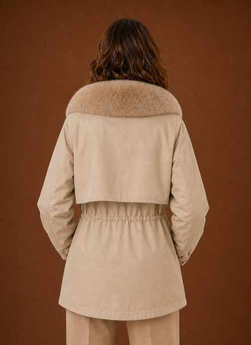 Damen Parka mit Kunstfellkapuze