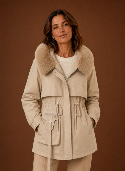 Damen Parka mit Kunstfellkapuze