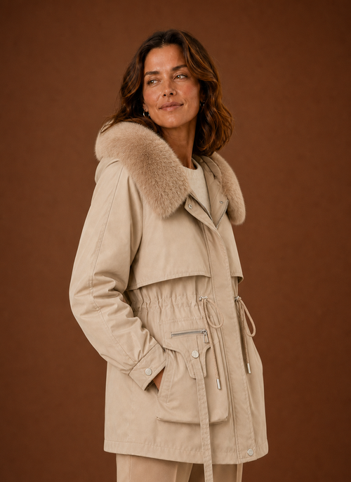 Damen Parka mit Kunstfellkapuze