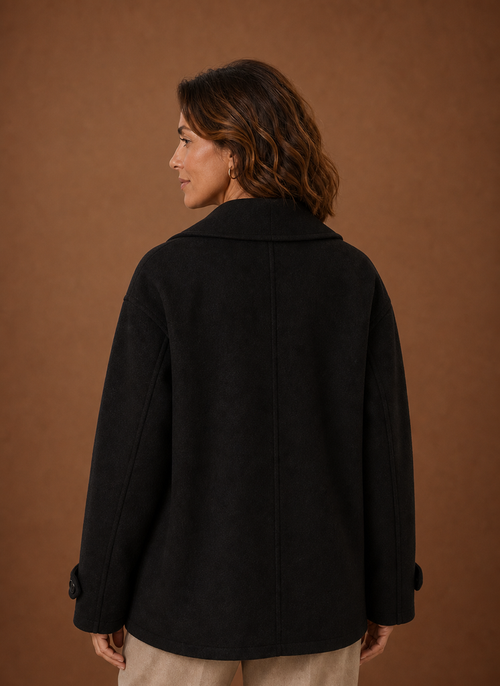 Damen Mantel lang mit Knopfleiste