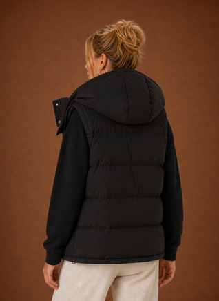 Damen Steppweste oversized mit Kapuze