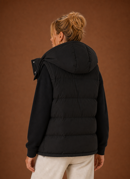Damen Steppweste oversized mit Kapuze