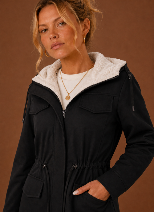 Damen Parka mit Kapuze und Fleecefutter
