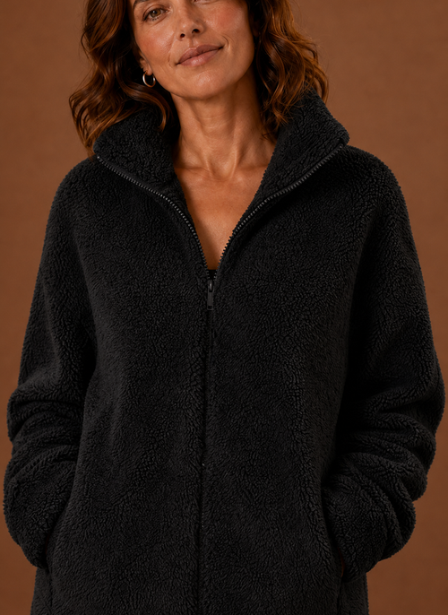 Damen Fleecejacke mit Stehkragen und Reißverschluss