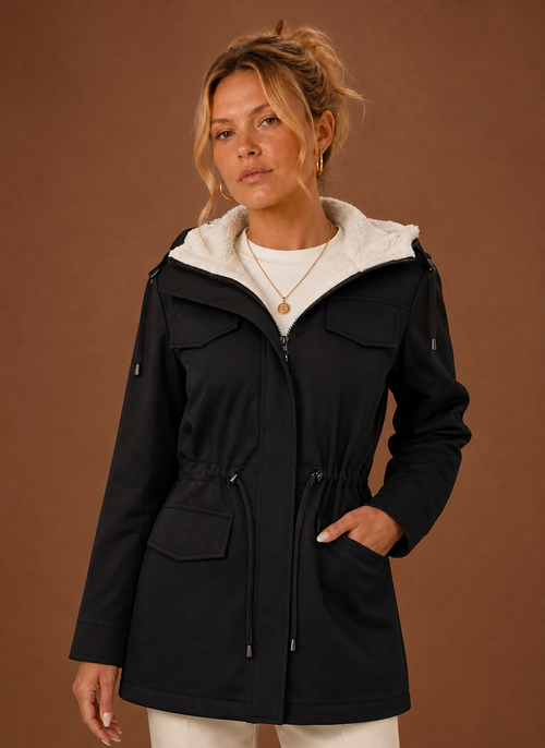 Damen Parka mit Kapuze und Fleecefutter