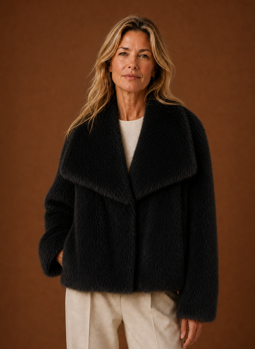 Damen Mantel aus Kunstfell