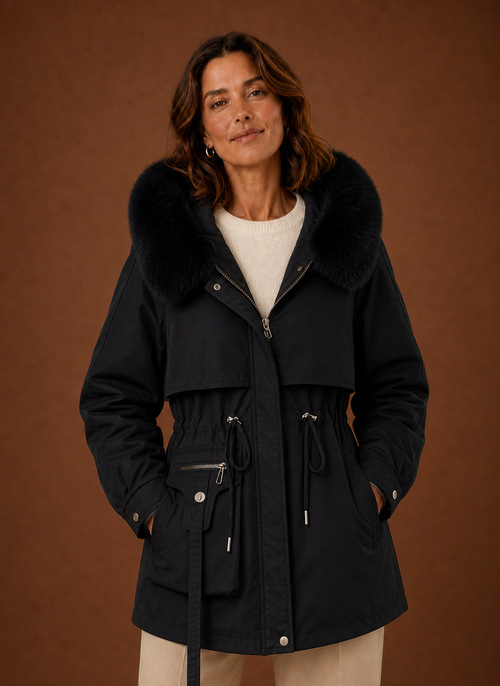 Damen Parka mit Kunstfellkapuze