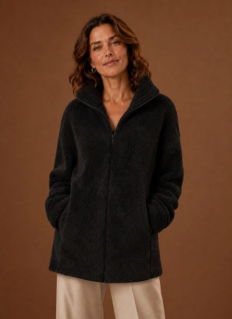 Damen Fleecejacke mit Stehkragen und Reißverschluss