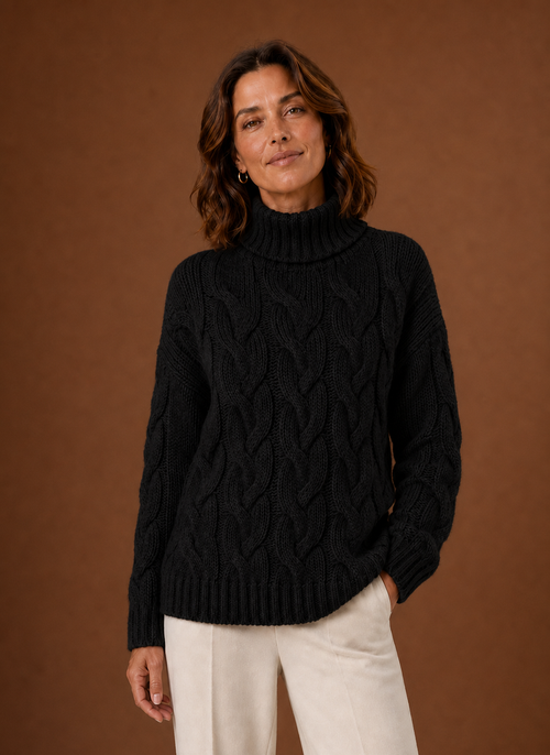 Damen Strickpullover mit Zopfmuster