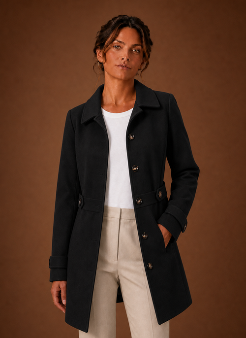 Damen Trenchcoat in Midilänge mit Knopfleiste