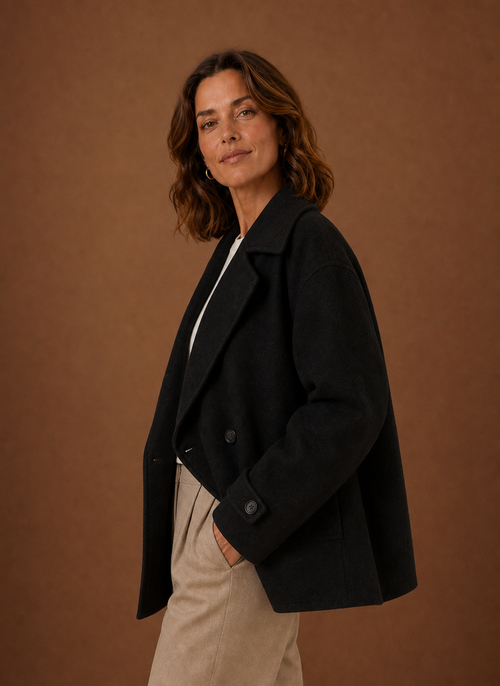 Damen Mantel lang mit Knopfleiste
