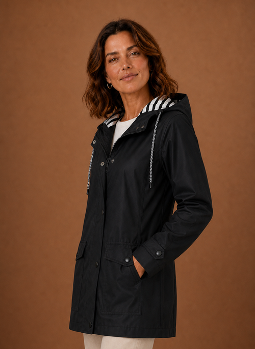 Damen Trenchcoat mit Kapuze für Herbst und Winter