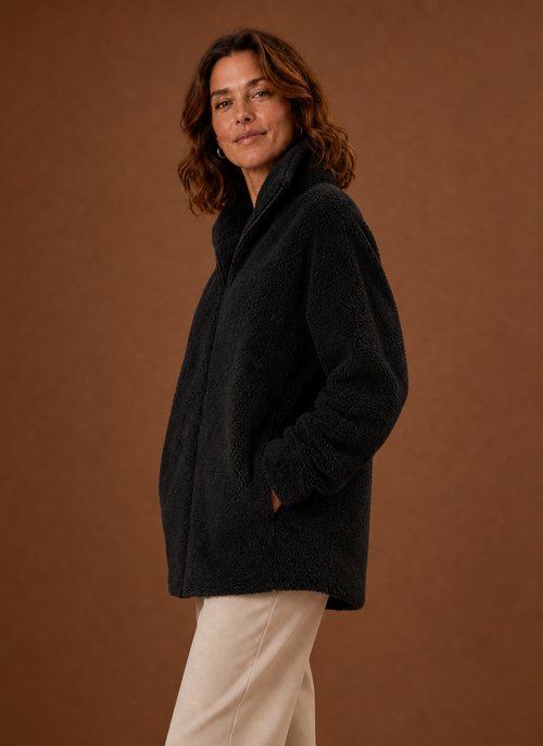 Damen Fleecejacke mit Stehkragen und Reißverschluss