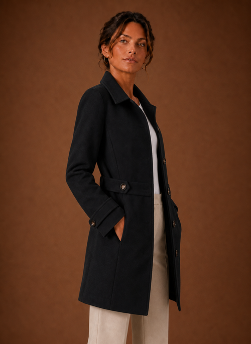 Damen Trenchcoat in Midilänge mit Knopfleiste