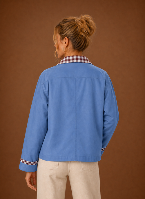 Damen Fieldjacke mit kariertem Kragen