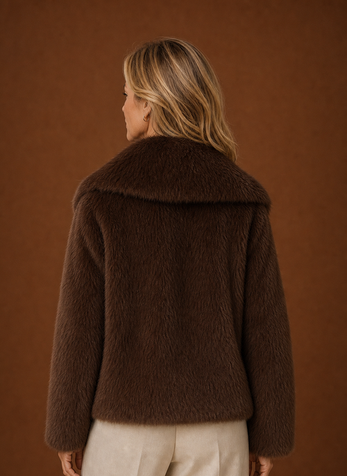 Damen Mantel aus Kunstfell