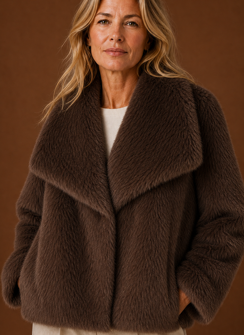 Damen Mantel aus Kunstfell