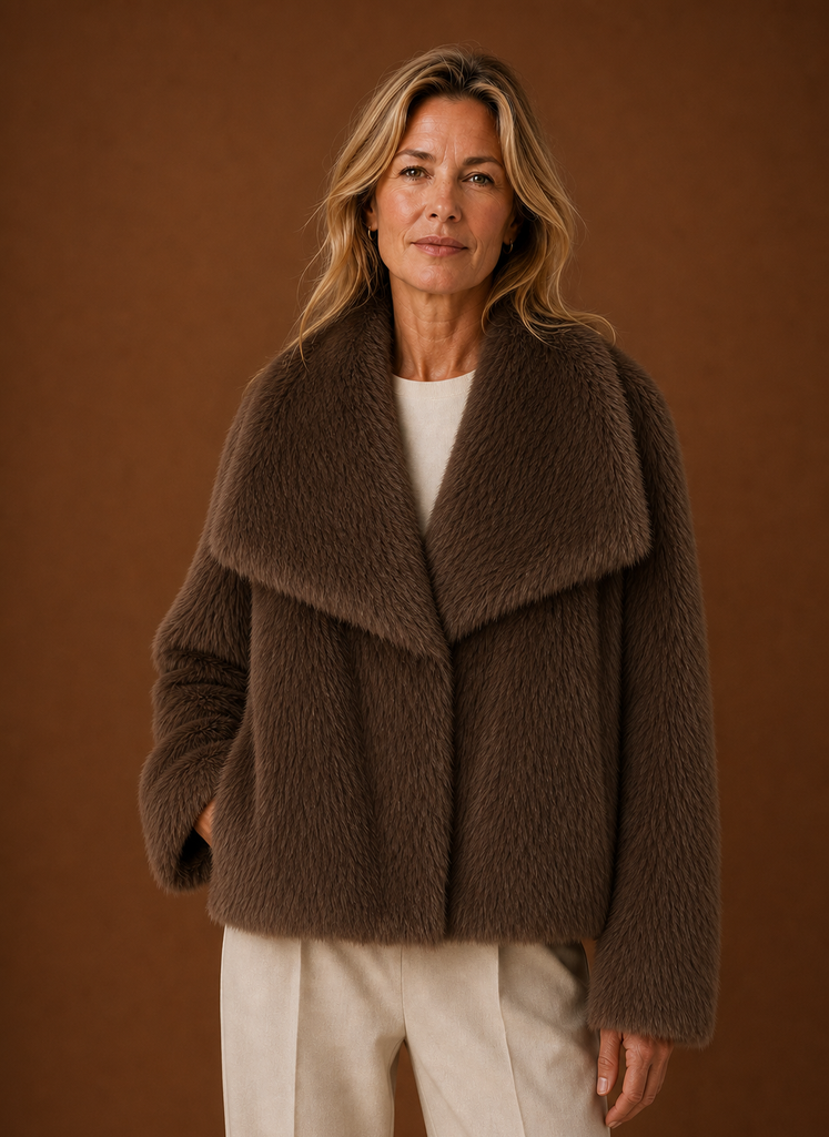 Damen Mantel aus Kunstfell