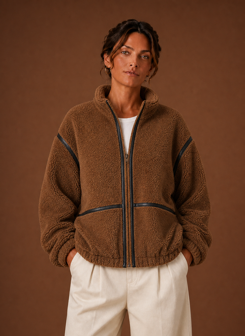 Damen Sherpa-Jacke mit Reißverschluss