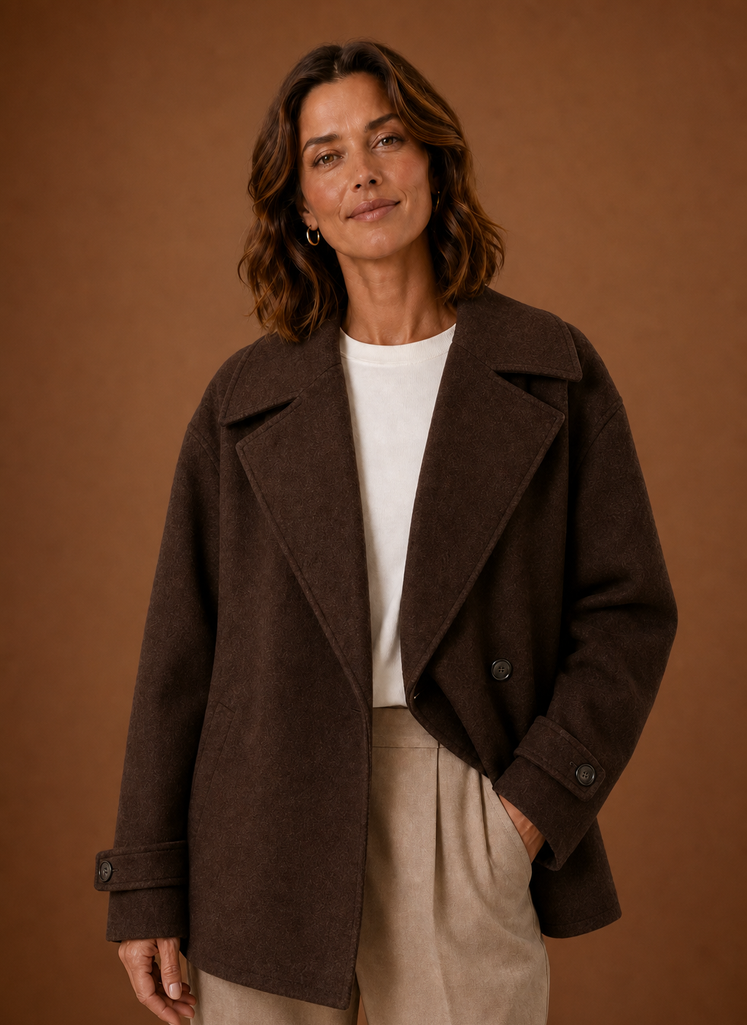 Damen Mantel lang mit Knopfleiste