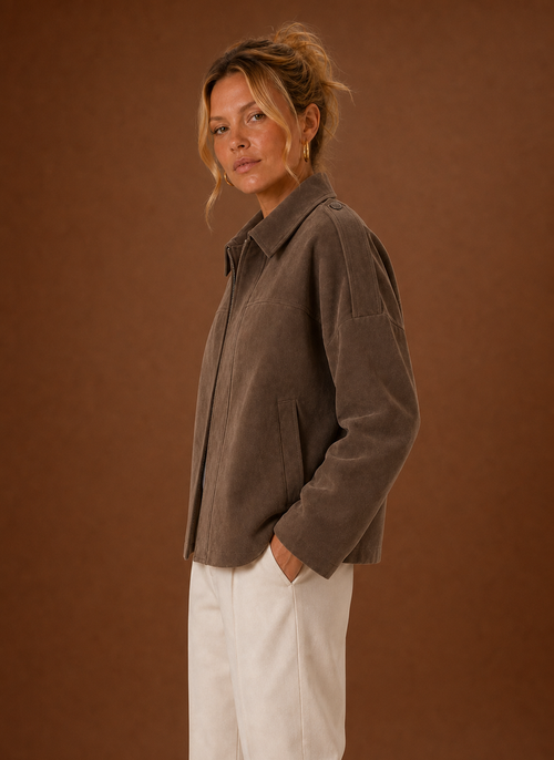 Damen Jacke in Wildlederoptik oversized
