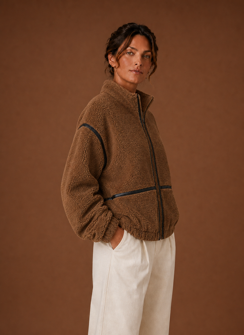 Damen Sherpa-Jacke mit Reißverschluss