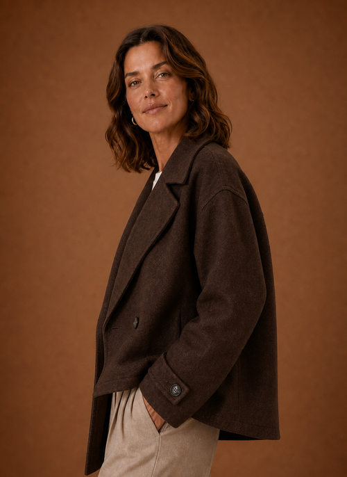 Damen Mantel lang mit Knopfleiste