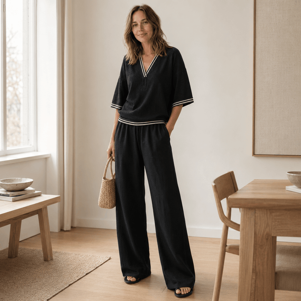 Loungewear-Set Nanna – Streifen-Bluse & weite Hose