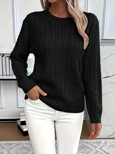 Damen Strickpullover mit Zopfmuster