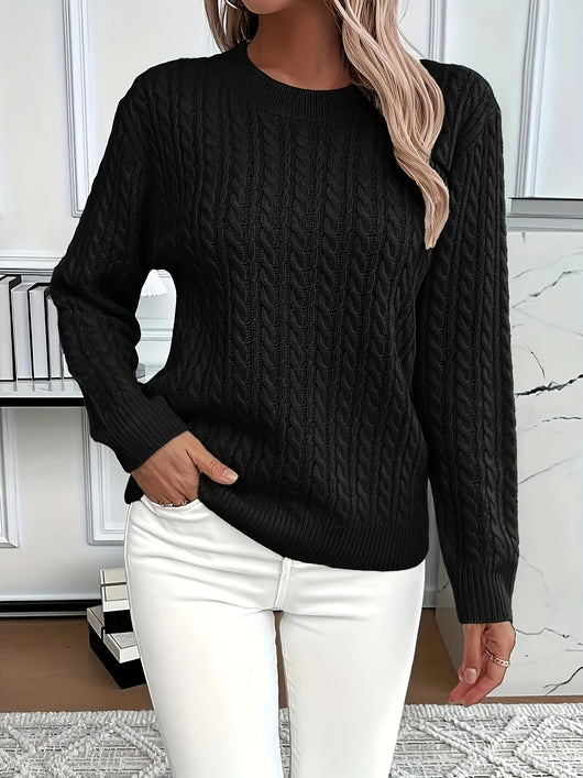Damen Strickpullover mit Zopfmuster