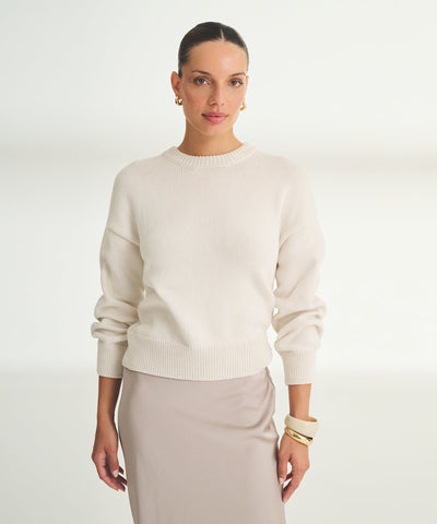 Damen Strickpullover mit Rundhalsausschnitt in lockerer Passform
