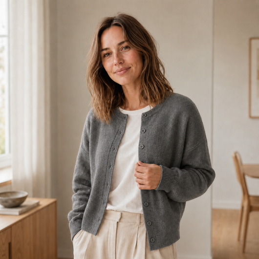 Basic-Cardigan Ella – Feinstrick mit Knopfleiste
